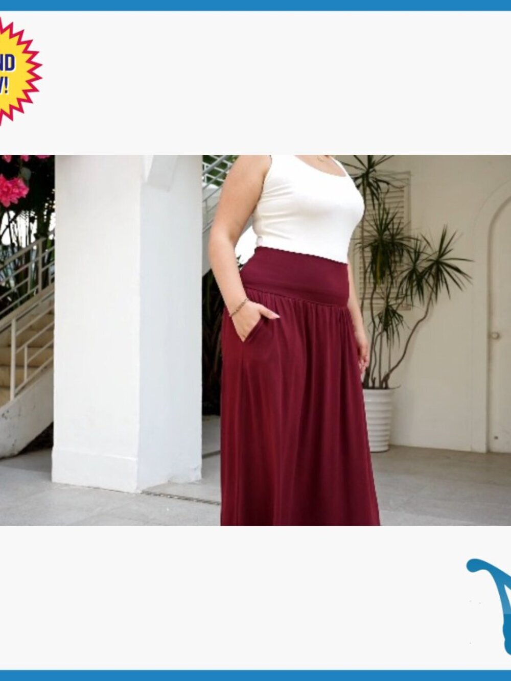 Plus Size Maxi Skirt with Pockets High Waist A-Line Flowy Casual - Picture 7 of 7
